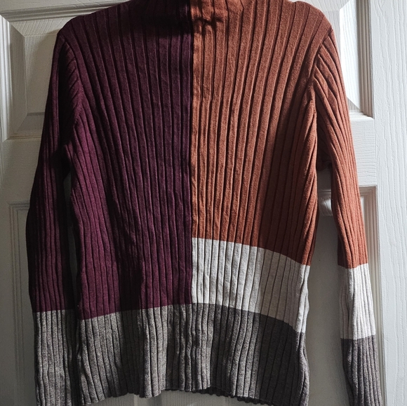 LIVERPOOL Mock Neck Pullover Colorblock Rib Knit Sweater - Picture 3 of 4